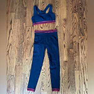 The Upside Navy Blue Leggings and Sports Bra with Red Trim
